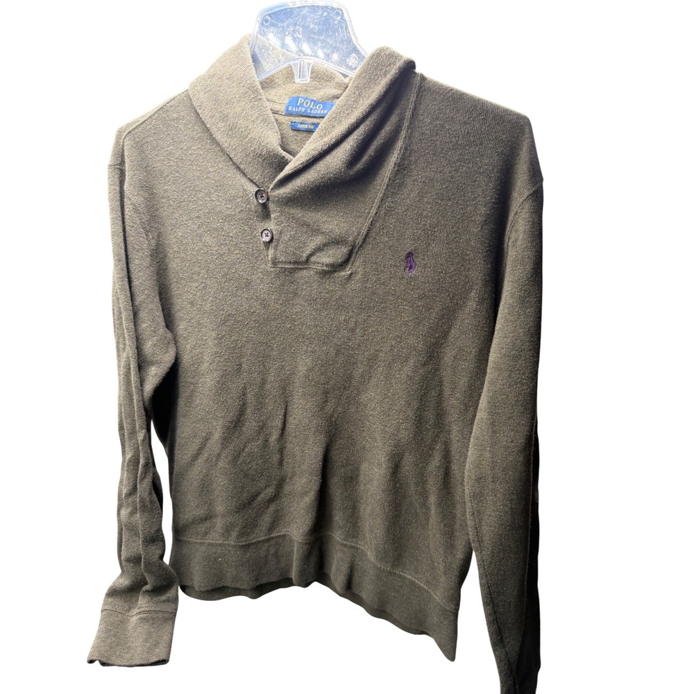 Polo Ralph Lauren Estate Rib Shawl Collar Pullover Olive Green Mens Small